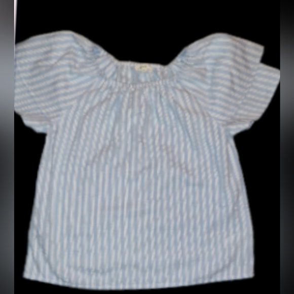 Copper Key Little Girls Blue and White Top With Flutter Sleeves Size S - Picture 6 of 6